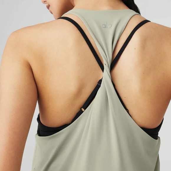 ALO Yoga Don't Get It Twisted Tank in Limestone | XS - Picture 4 of 6